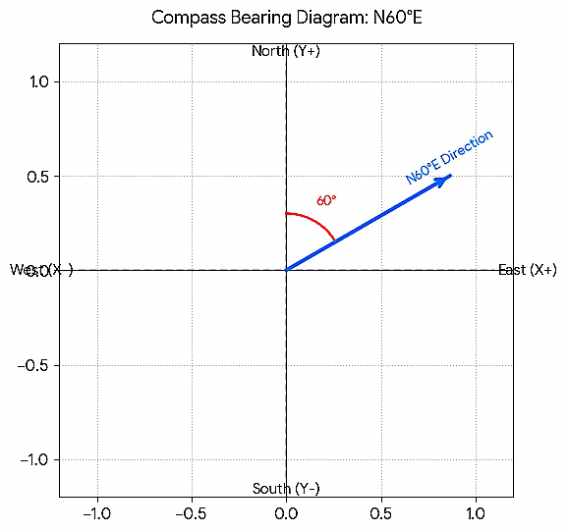 Three-figure bearing N60°E - Len Academy 